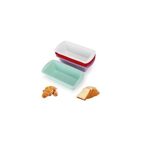 Moule à Cake Silicone - 4 pièces, Moule à Cake Silicone Mini Rectangulaire Antiadhésif 20×9,5×5,5cm - Pour Pain/Gâteau (1/5)