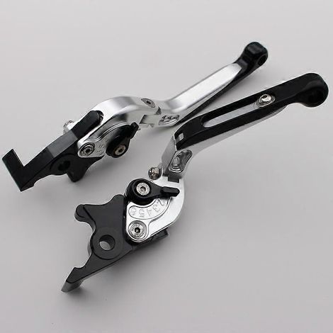 Frein à double disque, klaxon pour véhicule électrique, moto électrique, pompe à poussée latérale, frein modifié, guidon, réglage, poignée en alliage d'aluminium, tige de traction AC (1 paire argentée (1/5)