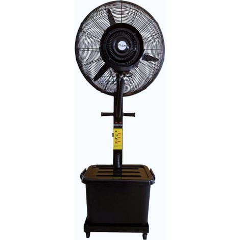 KOEM Ventilatore Nebulizzatore Magnum Nero Elettrico a Piantana  76 cm Oscillante Raffrescatore Lunga Distanza a 3 Velocita' con Serbatoio e Ruote per Uso Civile e Industriale