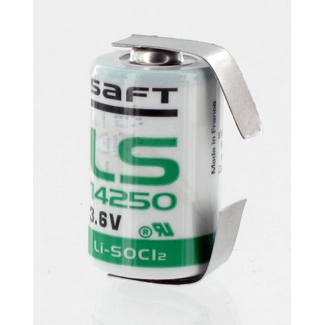 Pile Lithium Saft 3.6V - 1/2AA  LS14250 + cosses à souder