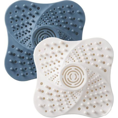 2 Pcs Attrape-Cheveux pour Douche, Protection de Drain en Silicone avec Ventouses pour Baignoire (1/4)