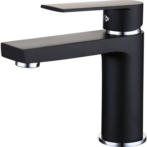 Robinet Salle de Bains Noir Mitigeur Lavabo en Laiton Robinet de Lavabo Moderne (1/5)