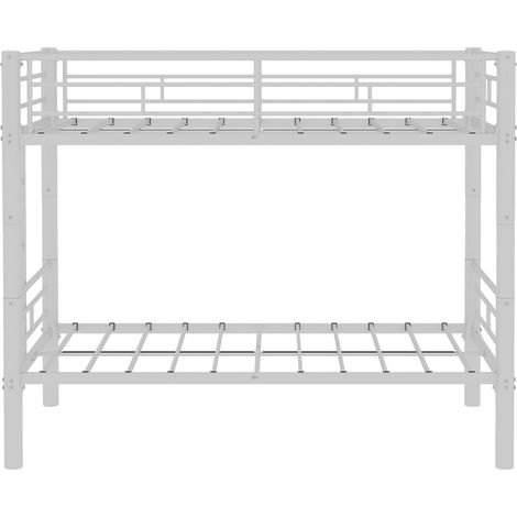 Letto a castello in metallo bianco 90 x 190 cm, convertibile in 2 letti singoli, scala (1/5)