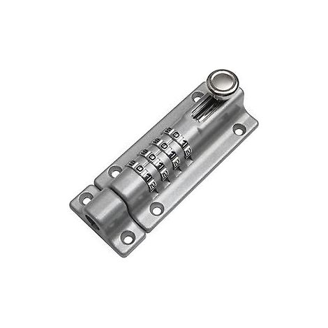 (Silber, 122 mm) Zahlenschlossriegel, 4-stelliger, verschiebbarer Edelstahl-Gartentorriegel für Holztore, Tor- und Türriegel