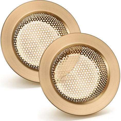 Crépine d'évier de cuisine Champagne Bronze 2 pièces 4,4" panier de vidange en acier inoxydable couvercle attrape-déchets et cheveux