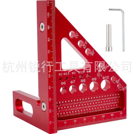 Règle de traçage pour le travail du bois, équerre, équerre à goupille cachée, équerre en alliage d'aluminium, règle perforée multifonctionnelle, règle de mesure