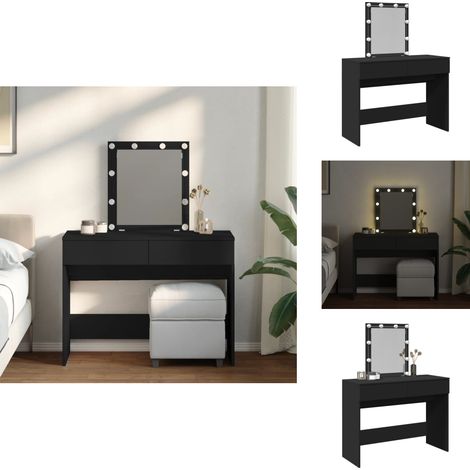 Coiffeuse avec LED noir 100x40x130 cm - Coiffeuse - Meuble De Salle De Bain - Vanity - Table De Maquillage - Miroir Lumineux (1/5)