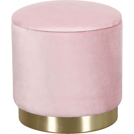 Pouf Contenitore Rotondo In Velluto Rosa (1/3)