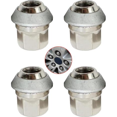 Lot de 4 écrous de roue en alliage pour Focus, Fiesta, Kuga - M12 x 1,5 mm - 1366029 1454051 - Compatible avec Fiesta, Focus, Mondeo, Fusion (4) (1/5)