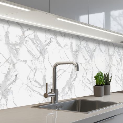 Kitchen Splashback Marble - Pure - Gray - Veins 300x80 cm