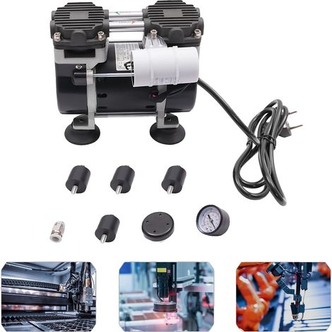 Bomba de vacío, potencia de 150 W, dimensiones 6,77" x 3,54" x 5,63", caudal: 47,6 cuartos por minuto, tipo de doble pistón, construcción duradera de aleación de aluminio. (1/5)