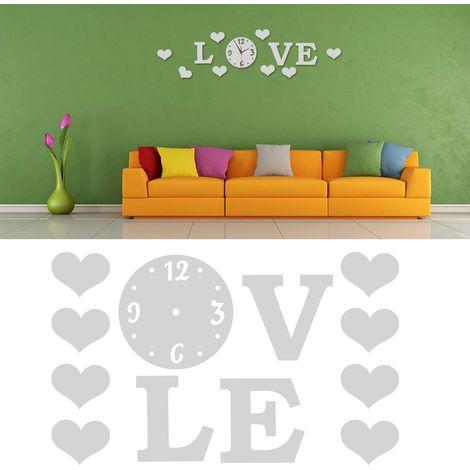 Reloj de pared DIY con esfera de vidrieras (sin marco), esfera de PVC, 16 cm, juego de 12 piezas con accesorios completos, esfera de espejo plateado (1/5)