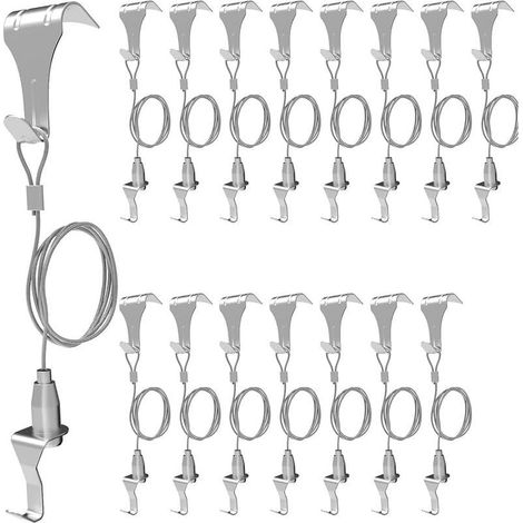 16 Pièces Système de Suspension pour Cimaise, Crochets pour Cimaise, Crochets de Moulage, Cintres pour Cimaise (1/5)