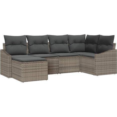 Maison Exclusive - Set da Pranzo per Giardino con cuscino 6 pcs Grigio (1/5)