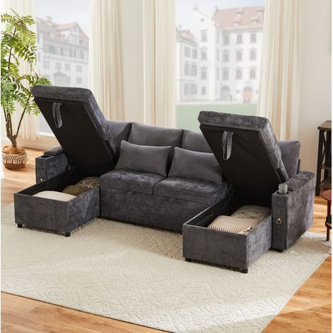 Canapé convertible en U 4 places avec rangement OKMYHOME (1/5)