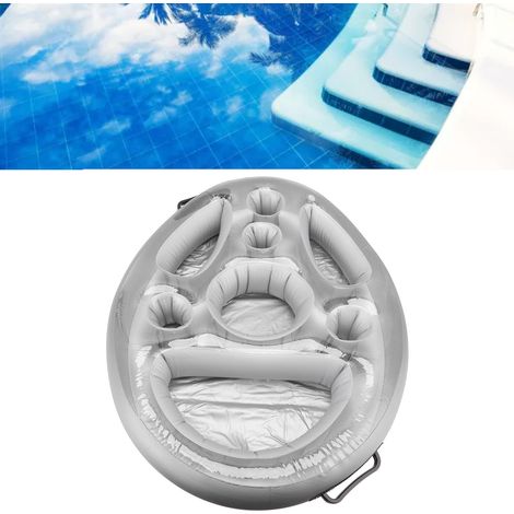 Porte-Drink Gonflable PVC Plateau Flottant pour Piscine Support Boissons Téléphone Aliments 70x50x10cm Argent (Porte-Drink Gonflable) (1/5)
