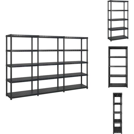 Étagère de rangement 5 niveaux Noir 274,5x45,7x185 cm Plastique - Étagère De Rangement - Étagère Industrielle - Meuble De Stockage - Rangement Vertical - Organisation Maison (1/5)
