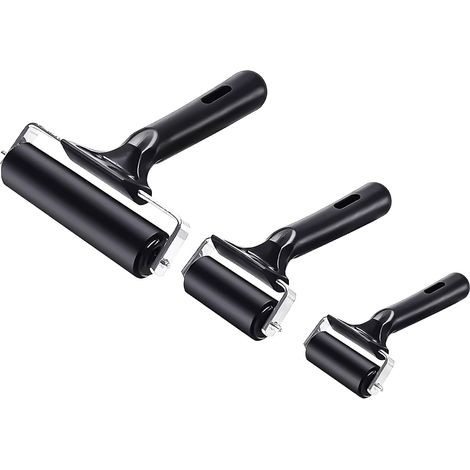 Lot de 3 rouleaux en caoutchouc   6 cm/10 cm/15 cm   Rouleau presseur en caoutchouc   Pour bloc d'encre, impression, papier peint, artisanat