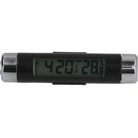 K01 Mini thermomètre voiture, horloge numérique avec température intérieure, affichage lumineux nocturne, temps + degrés, pile intégrée incluse (1/5)