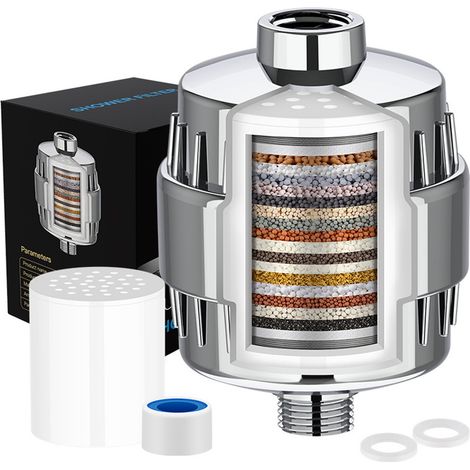 Duschfilter - Universeller Duschfilter - Mit zusätzlichem Filter - 20-lagiger Duschfilter - Ionisch - Anti-Kalk-Wasserfilter - Wasserhahnfilter - Für Duschköpfe (1/5)