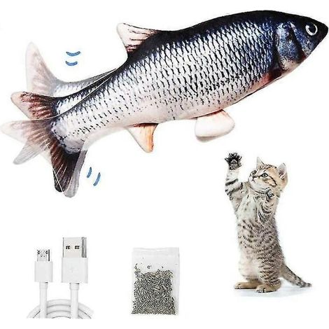 Jouet électronique pour chat - 1 - Poisson interactif - Noir - Pour petits chats - Utilisation intérieure (1/4)