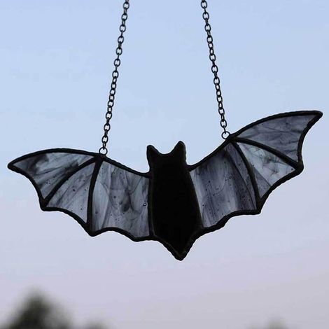 Suspension Vitraux Chauve-Souris - Décoration Fenêtre Halloween - 20 x 9,5 cm - Lot de 1 (1/5)