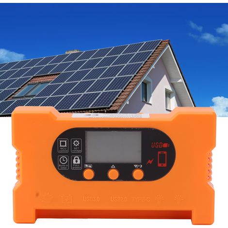 Nouveau contrôleur solaire avec double port USB Type-C pour charge rapide, charge rapide CC, entraînement direct sans batterie, 80 A (1/5)