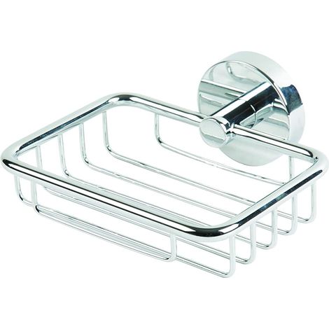 Croydex Flexi-Fix Soap Dish Basket, Wall Mounted for Sink, Chrome - Pendle (1/4)