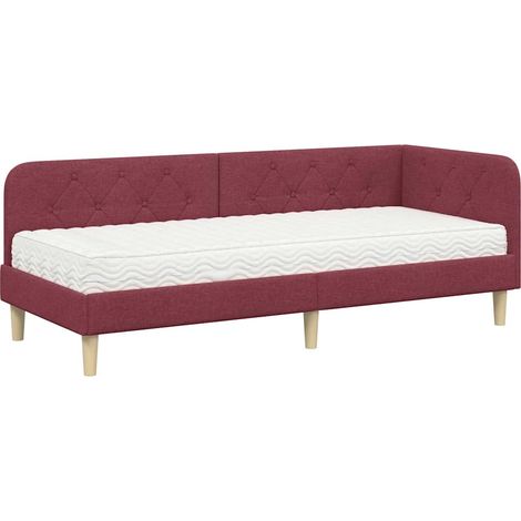Maison Exclusive - Cornice del letto ad angolo Rosso Vino 80 x 200 cm Tessuto