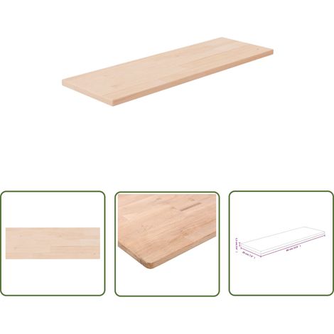 The Living Store Panneau d'étagère 60x20x1,5 cm Bois de chêne massif non traité - Etagere Murale - Étagère Bois Chêne - Rangement Mural - Décoration Murale - Meuble Rustique (1/4)