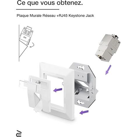 RJ45 CAT8 Shielded Recessed Network Socket with Keystone (1/4)