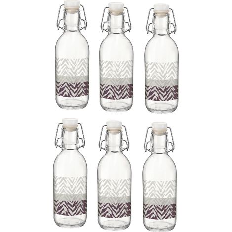 Set 6 Bottiglie in Vetro resistente 500 ml con Tappo Ermetico a clip forte tenuta per liquori fatti in casa idonea Acqua Naturale e Frizzante Bevande succhi
