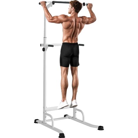 Barre de traction, hauteur réglable, construction en acier durable, BLANC (1/5)