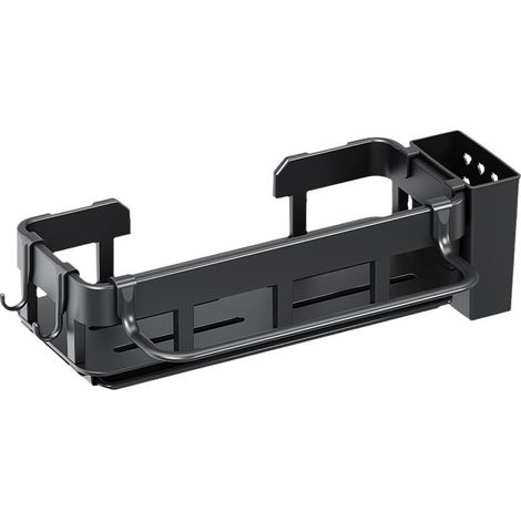 Filiyano – support et barre à – Étagère murale sans perçage pour évier de cuisine, porte-épices, panier d'égouttage, plateau noir, support et barre à (1/5)