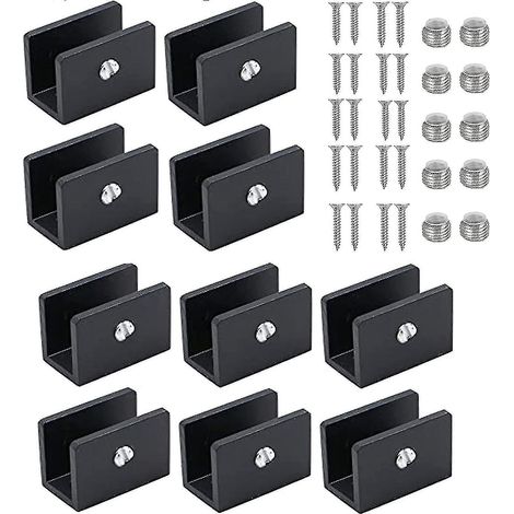 Lot de 10 supports de fixation réglables pour étagères et garde-corps en verre de 8 à 10 mm d'épaisseur. (1/5)