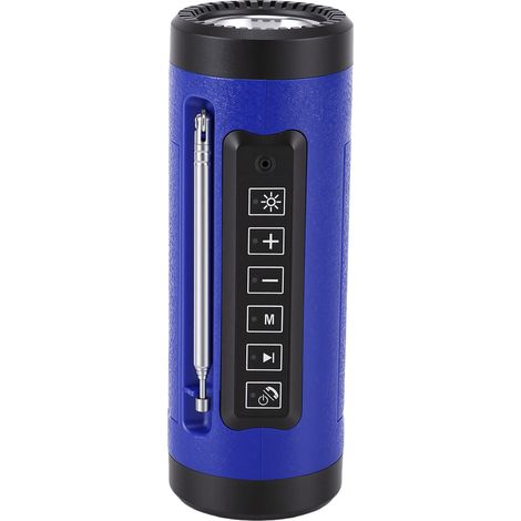 Lampe torche Bluetooth multifonctionnelle, enceinte portable sans fil, lecteur de musique étanche pour le cyclisme et les activités de plein air (bleu). (1/5)
