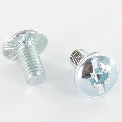 Vis Poelier POZI et fendu M6X15 Cranté Acier zingué-10 pièces