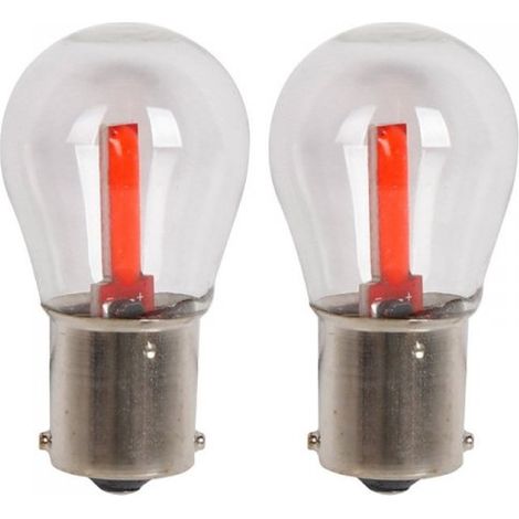 2 Pezzi Lampada Led BA15s P21W 2 Cob 12V 24V 300lm 1.7W Luce Rossa Piedi Dritti