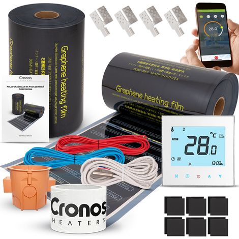 Set aus Infrarot-Heizfolie Cronos Graphen 220 W/m² 50 cm – 1 m² + Thermostat AC605H-WiFi weiß (1/5)