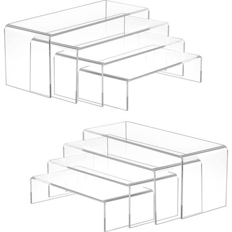 Support Affichage Escalier - Acrylique Transparent - 4 Tailles Différentes - Pour Objets de Collection Bijoux Pâtisserie - Lot de 8 Pièces (1/5)