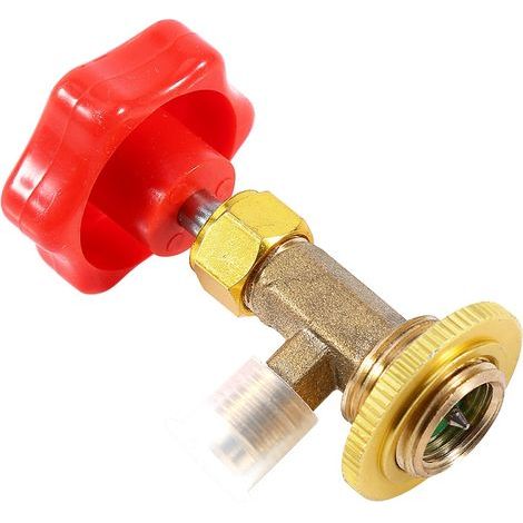 Ortviai Robinet d’ouverture pour bouteille de gaz réfrigérant R134a – M14/1/4", filetage femelle, laiton et acier, rouge doré (1/4)