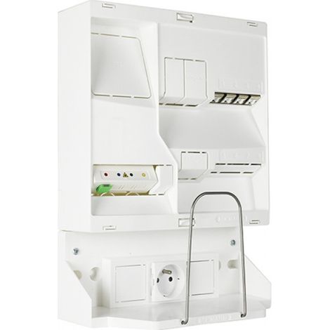 Michaud – Tableau communication BLUENEO 4 RJ45 DTIo – 4 emplacements Keystones – 1 bornier de terre – 1 zone attenante compacte – Switch POE intégré