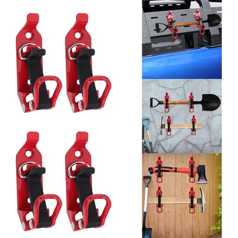 2 jeux de 4 fixations en alliage de zinc rouge pour équipement de lutte contre l'incendie, clips pour outils de galerie de toit, boucles, sangles en caoutchouc, pinces multifonctionnelles (1/5)