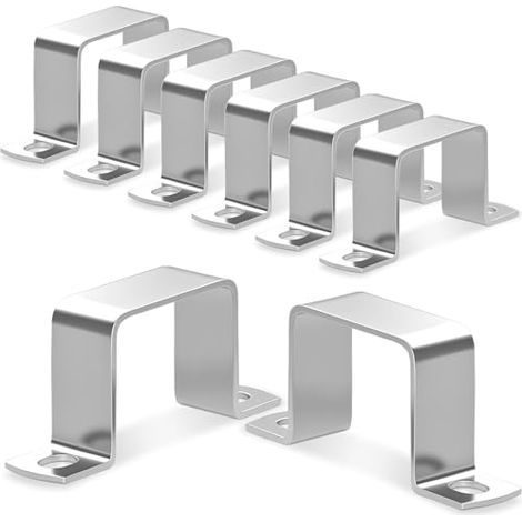 Lot de 8 colliers de serrage pour tubes carrés, en acier inoxydable 304, pour tuyaux carrés de 40 × 40 mm. Ces colliers en U et équerres sont parfaits pour les portes d'entrée, les fenêtres, les condu (1/5)