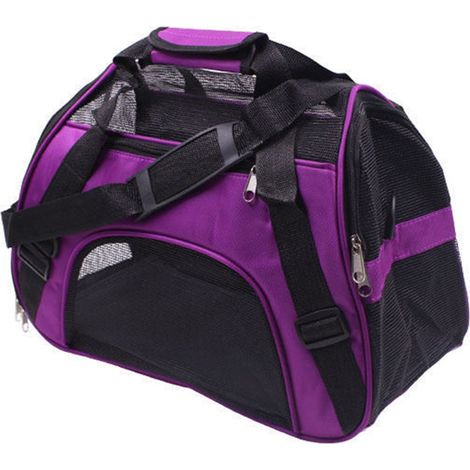 Bolsa de transporte plegable para perros y gatos, correa de hombro ajustable, malla transpirable, portátil para viajes. (1/5)