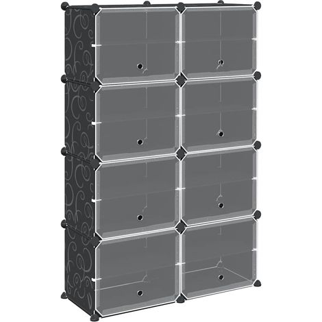 Cubes de rangement 8 pcs avec portes noir PP