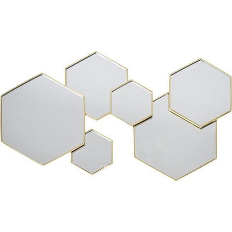 The Home Deco Factory – Miroir hexagonal sur pied – Dimensions 60x80cm – Fixation horizontale – Design asymétrique pour décoration intérieure (1/4)