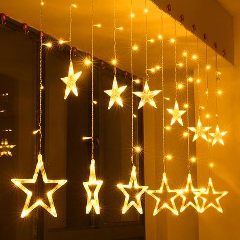 Etoiles Rideau lumineux 2.3M 138 LED Guirlande lumineuse Noël Lumière avec prise IP44 Étanche Connectable Blanc chaud Eclairage intérieur extérieur décoration Fenêtre (1/5)