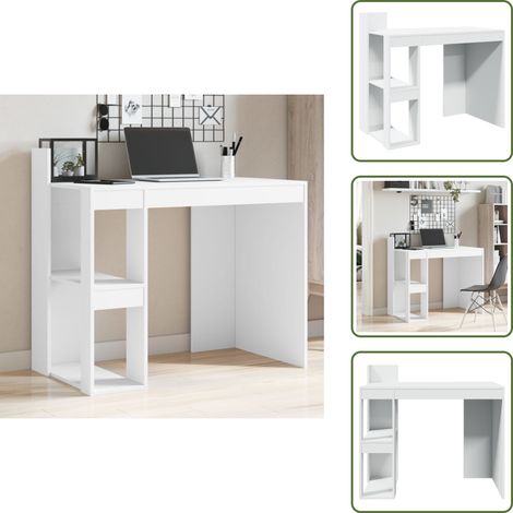 Scrivania salvaspazio - vidaXL Scrivania Ufficio Bianca 103,5x56,5x94 cm in Legno Multistrato - Scrivania per ufficio piccolo
