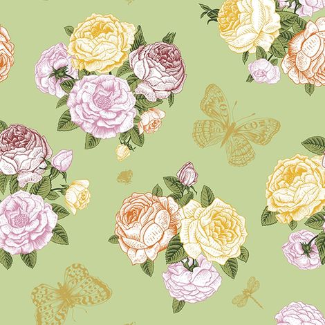 Selbstklebende Wandtapete, Möbelfurnier, Blumenmuster, 40 x 600 cm, Grün